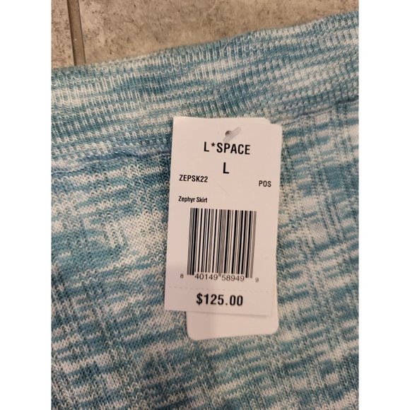 New L Space Zephyr Maxi Skirt Blue Marled Knit Pull On Sz L - Picture 5 of 5